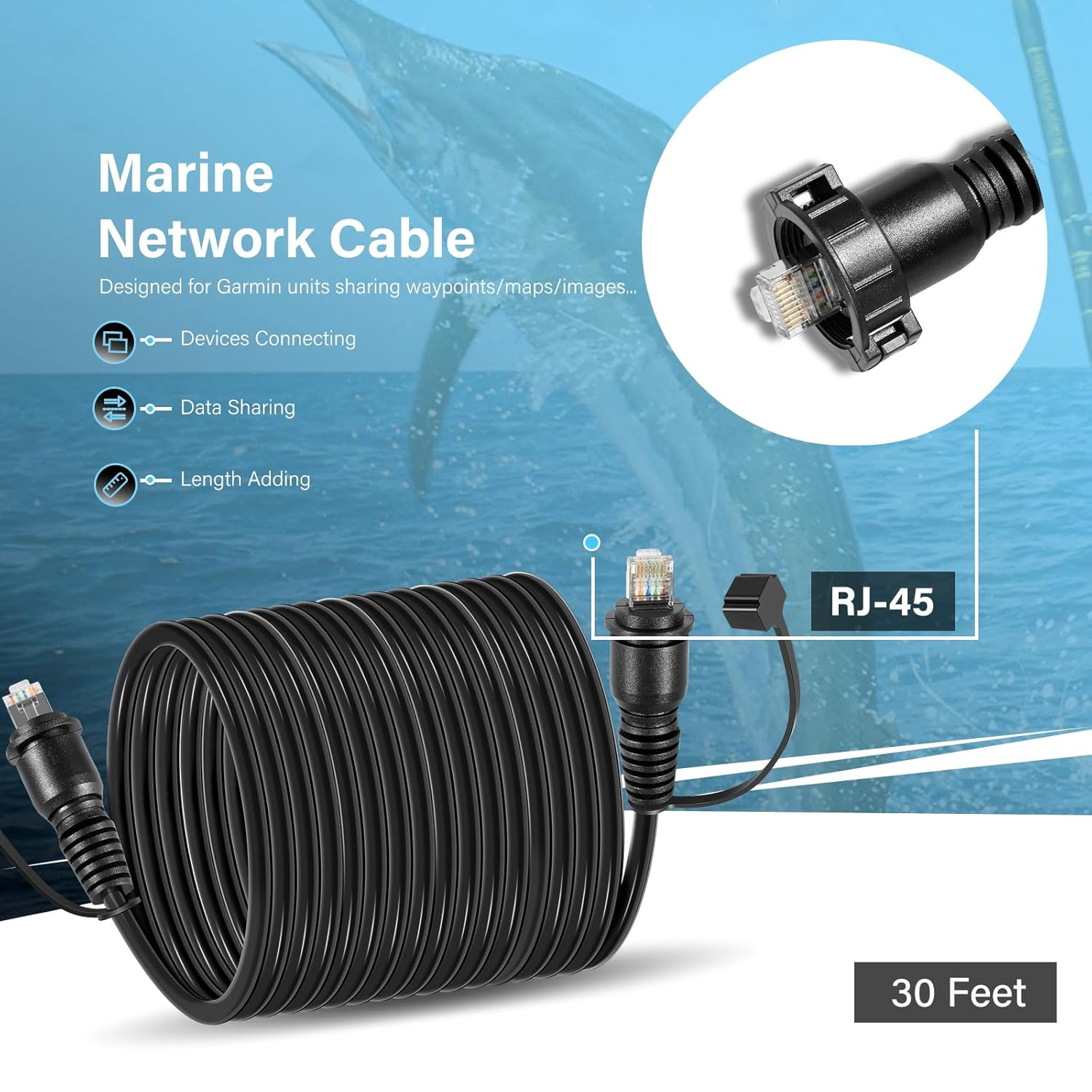 Câble réseau marin de 30 pieds - Fish Finder Cable avis et prix